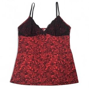 Body Touch Womens’ Red and Black Lace Camisole Top size M
